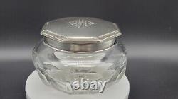 Vintage Alvin Sterling Silver Lid Vanity Powder Glass Jar