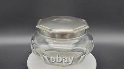 Vintage Alvin Sterling Silver Lid Vanity Powder Glass Jar