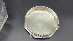 Vintage Alvin Sterling Silver Lid Vanity Powder Glass Jar