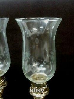 Vintage Alvin Sterling Silver S294 Weighted Candle Holder With Etched Glass