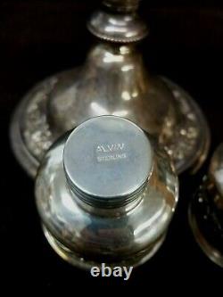 Vintage Alvin Sterling Silver S294 Weighted Candle Holder With Etched Glass
