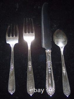 Vintage/Antique ALVIN Della Robbia 4-piece Place Setting Sterling w Monogram