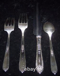 Vintage/Antique ALVIN Della Robbia 4-piece Place Setting Sterling w Monogram