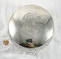 Vintage Large ALVIN Sterling Silver Cut Crystal Boudoir Dresser Jar