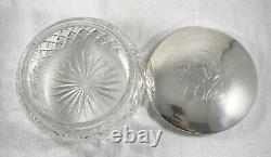 Vintage Large ALVIN Sterling Silver Cut Crystal Boudoir Dresser Jar