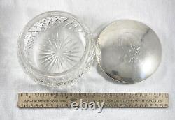 Vintage Large ALVIN Sterling Silver Cut Crystal Boudoir Dresser Jar