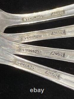 Vintage Lot Of 12 Sterling Alvin 4 Espresso Chocolate Dessert Spoons Coffee JB7