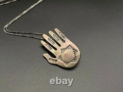 Vintage Navajo Alvin Monte Sterling Silver Hand Stampwork Pin Brooch Pendant