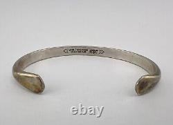 Vintage Navajo Alvin Toadacheene Sterling Silver Hand Stamped Cuff Bracelet