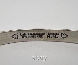 Vintage Navajo Alvin Toadacheene Sterling Silver Hand Stamped Cuff Bracelet