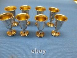 Vintage Set Of Eight Alvin Sterling Sliver Cordial Cups