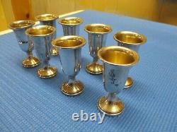 Vintage Set Of Eight Alvin Sterling Sliver Cordial Cups