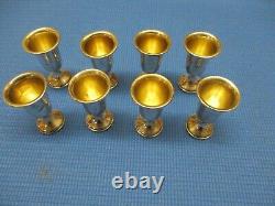 Vintage Set Of Eight Alvin Sterling Sliver Cordial Cups