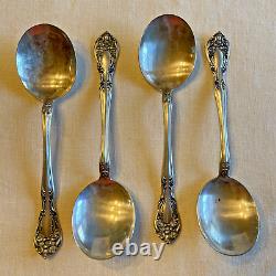 Vintage Sterling Alvin Chateau Rose Round Soup Spoons 6.25 Set of 4 No Mono