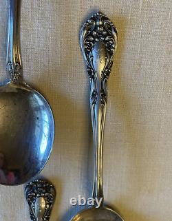 Vintage Sterling Alvin Chateau Rose Round Soup Spoons 6.25 Set of 6 K Mono