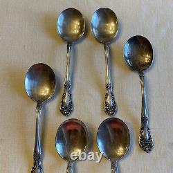 Vintage Sterling Alvin Chateau Rose Round Soup Spoons 6.25 Set of 6 K Mono