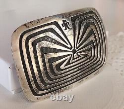 Vintage Sterling Silver Man In Maze Belt Buckle Alvin Sosolda Native American