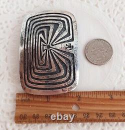 Vintage Sterling Silver Man In Maze Belt Buckle Alvin Sosolda Native American