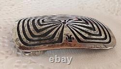 Vintage Sterling Silver Man In Maze Belt Buckle Alvin Sosolda Native American