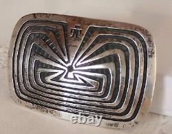 Vintage Sterling Silver Man In Maze Belt Buckle Alvin Sosolda Native American