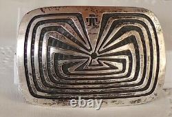 Vintage Sterling Silver Man In Maze Belt Buckle Alvin Sosolda Native American