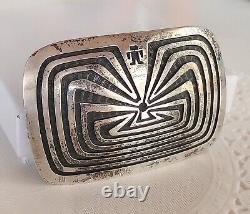 Vintage Sterling Silver Man In Maze Belt Buckle Alvin Sosolda Native American