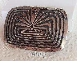 Vintage Sterling Silver Man In Maze Belt Buckle Alvin Sosolda Native American