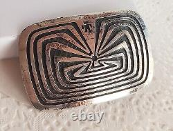 Vintage Sterling Silver Man In Maze Belt Buckle Alvin Sosolda Native American