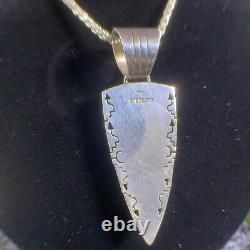 Vintage Sterling Silver Signed Zuni Tyrone Mine Turquoise Inlay Necklace Boho