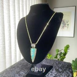 Vintage Sterling Silver Signed Zuni Tyrone Mine Turquoise Inlay Necklace Boho