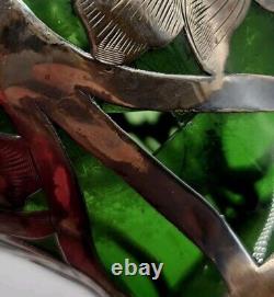 Vtg ALVIN Art Nouveau Sterling Silver Green Glass Vase G3217-3 DAMAGE-READ