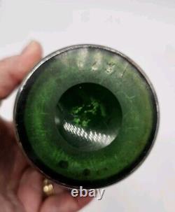 Vtg ALVIN Art Nouveau Sterling Silver Green Glass Vase G3217-3 DAMAGE-READ