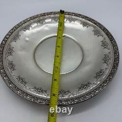 Vtg Alvin Sterling Silver 9.5 in Plate Shallow Bowl Round Floral Edge 238 grams