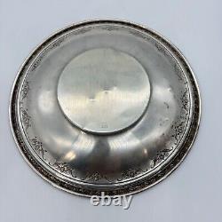 Vtg Alvin Sterling Silver 9.5 in Plate Shallow Bowl Round Floral Edge 238 grams