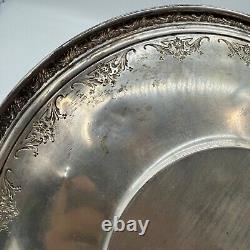 Vtg Alvin Sterling Silver 9.5 in Plate Shallow Bowl Round Floral Edge 238 grams
