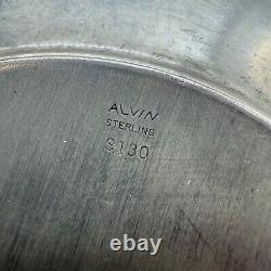 Vtg Alvin Sterling Silver 9.5 in Plate Shallow Bowl Round Floral Edge 238 grams