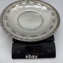 Vtg Alvin Sterling Silver 9.5 in Plate Shallow Bowl Round Floral Edge 238 grams
