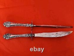 Wellington by Alvin Sterling Silver Roast Carving Knife & Hone Fancy Nice
