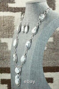 White Buffalo & Sterling Silver Necklace and Earrings Alvin Joe