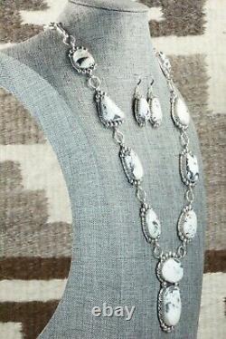 White Buffalo & Sterling Silver Necklace and Earrings Alvin Joe