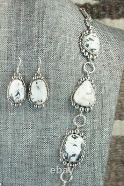 White Buffalo & Sterling Silver Necklace and Earrings Alvin Joe