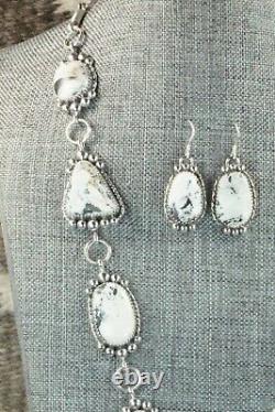 White Buffalo & Sterling Silver Necklace and Earrings Alvin Joe