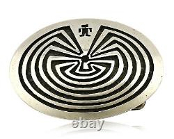 Women's Hopi Belt Buckle. 925 Silver Man in the Maze Handmade C. 80's