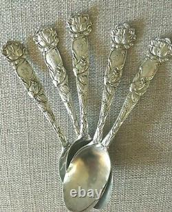 1903 Art Nouveau Alvin Bridal Rose Sterling Silver 5 Tespoon Set 5 3/4 126,5g