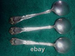 3 Cuillères à soupe / Gumbo en argent sterling Alvin Chateau Rose 6 1/4