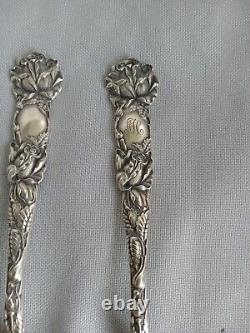 3 Cuillères à thé en argent sterling Alvin Bridal Rose rares