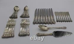 50 pièces Alvin Château Rose Service en argent sterling pour 8 personnes avec ensemble de 6 pièces.