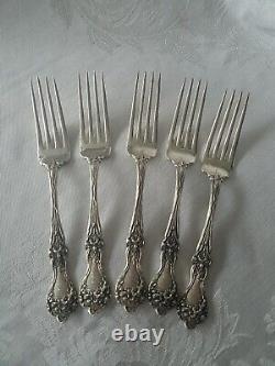 5 Alvin Sterlng Silver Majestic Dinner Fourches Monogram R