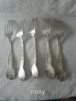 5 Alvin Sterlng Silver Majestic Dinner Fourches Monogram R