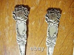 6 Alvin Rose De Mariée Antique Sterling Silver Teaspoons Pas Mono 1903